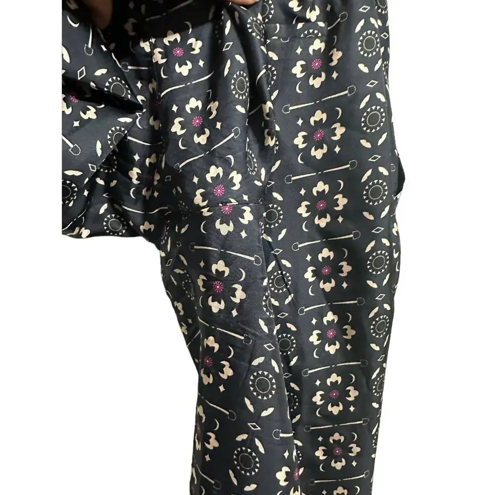 Vilagallo‎ Ornella navy print pant navy silk size 38 $215